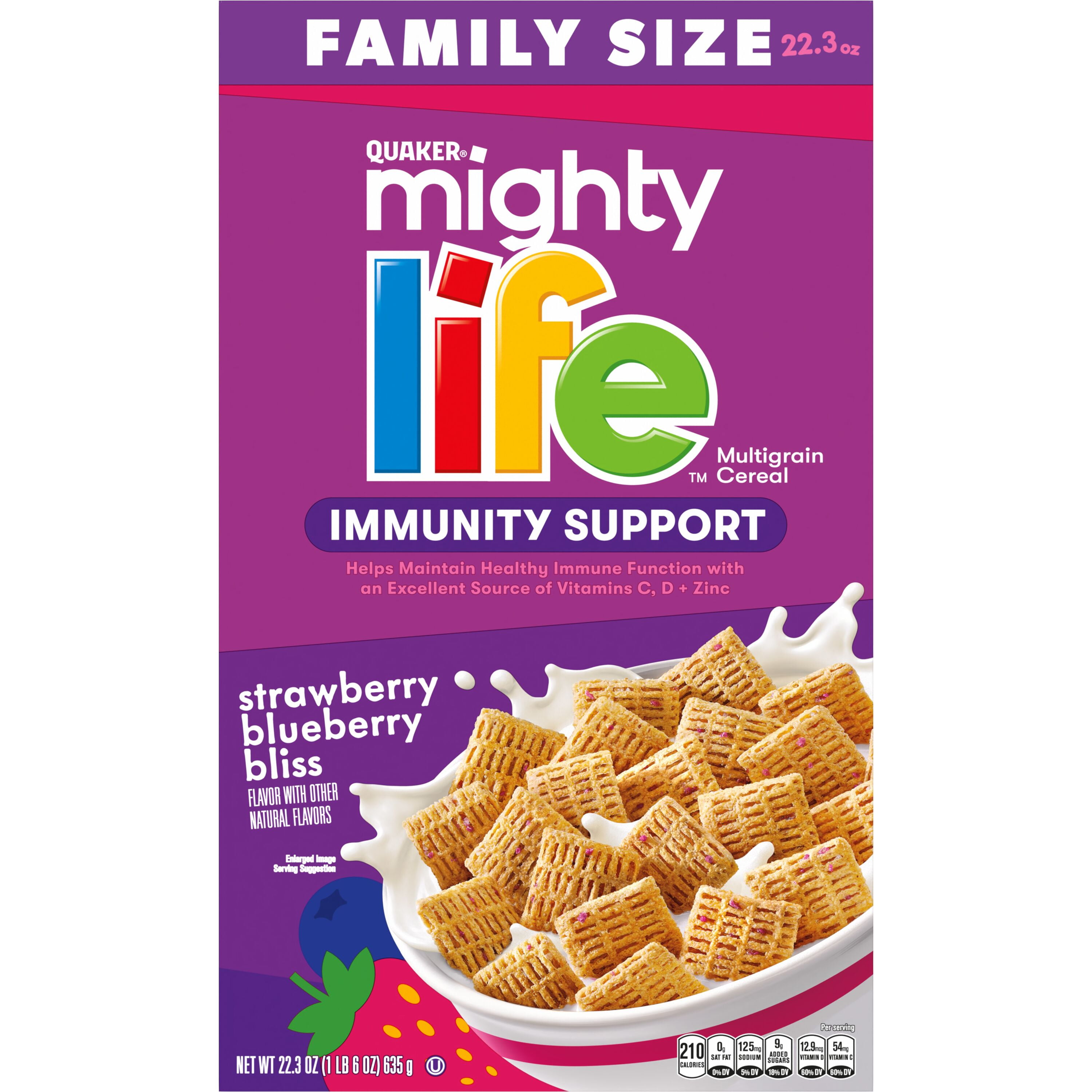 Quaker Mighty Life Cereal Mixed Berry, Family Size 22.3 oz