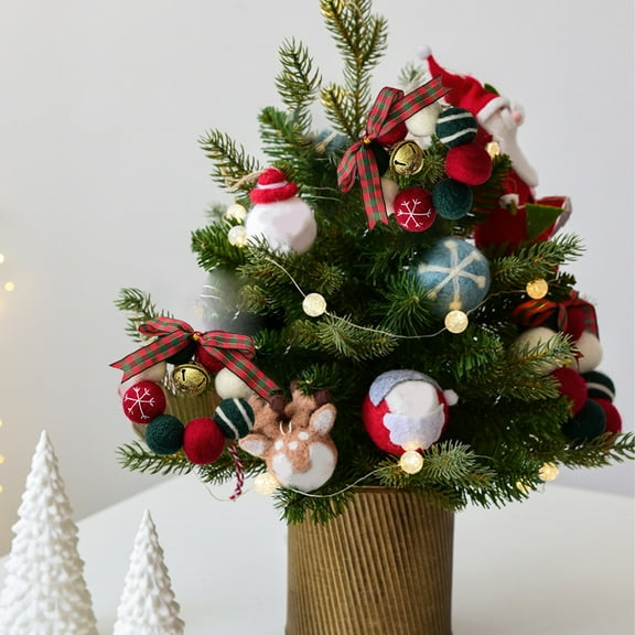 Christmas Decoration Mini Wreath with Bell Wool Ball Wreath Girly Heart Decoration Wreath Christmas Decoration Centerpiece Fireplace Decoration Christmas Party