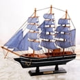 thumbnail image 1 of New Wooden Sailing Ship Mediterranean Style Home Decoration Handmade Carved Nautical Boat Model Gift, 1 of 4