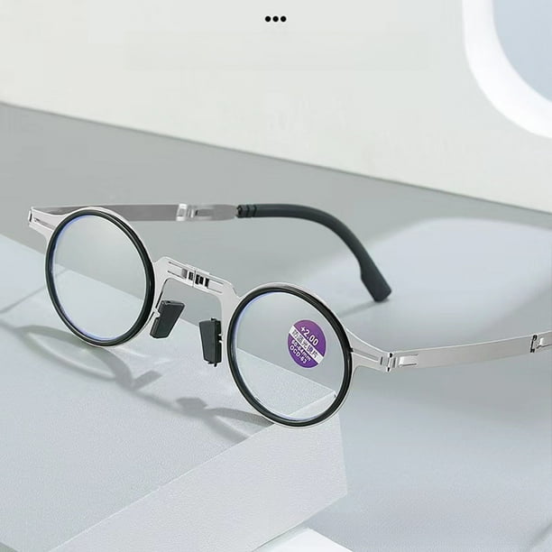 Gafas de lectura ultraligeras, plegables, sin tornillos y antiluz azul para hombres y mujeres, gafas de lectura retro de moda y portátiles de alta definición