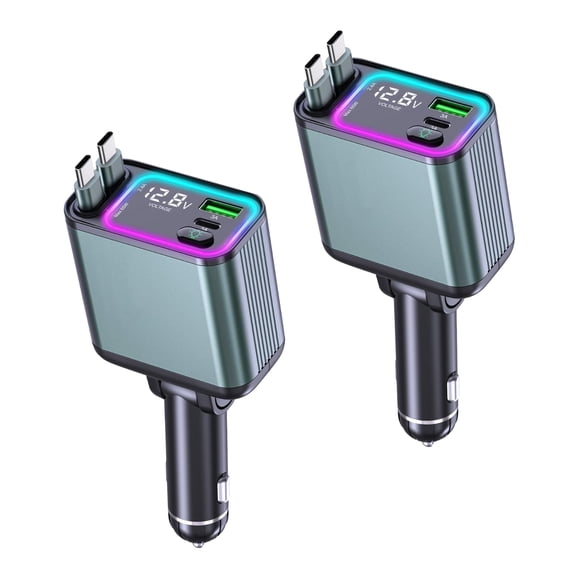 [Cargador de coche] Zreal 4 en 1 retráctil con luz RGB 92 W Fast