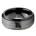 thumbnail image 2 of Tungsten Missouri Show Me State Band Ring 8mm Men Women Comfort Fit Black Step Bevel Edge Brushed Gray Polished, 2 of 4