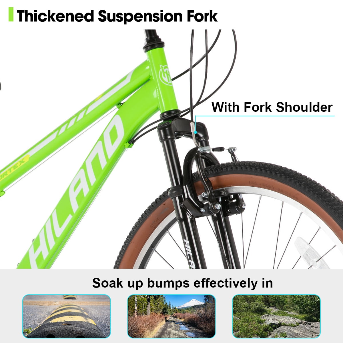 HILAND 26 Inch Mountain Bike for Mens and Womens, 21 Speeds Mountain Bicycle, High-Tensile Steel Frame, V Brake, Hardtail MTB for Adults