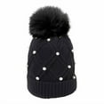 thumbnail image 2 of WREESH Women's Fashion Wool Beanie Cold Protection Warm Hat, Thickened All-Match Hat With Pompom Black, 2 of 4