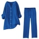 thumbnail image 2 of Conjunto de 2 piezas para mujer: pantalones anchos con cintura elástica y blusa de manga larga - Ropa informal para todas las estaciones - Poliéster, tallas S-XL, 2 of 5