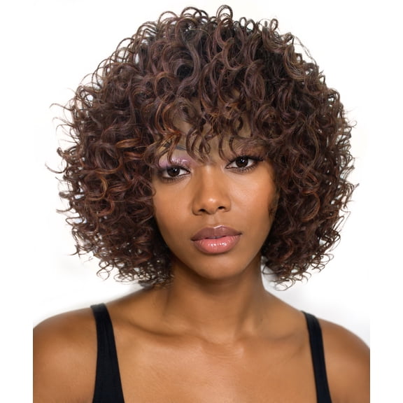 LUXLUXE 12" Mixed Hair Curly Full Wig for Party and Daily Wear