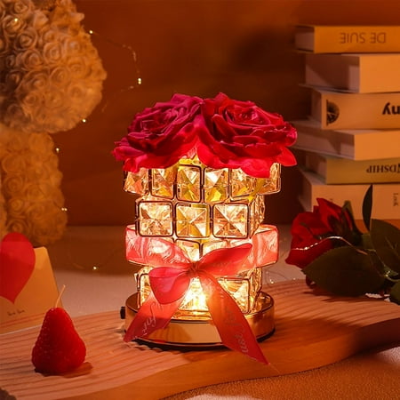 

Rose Crystal Table Lamp Rechargeable Cordless Rose Light 3 Colors Dimmable Flower Lamp Romantic LED Rose Diamond Lamp for Bedroom Living Room Decor Valentine Birthday Gift for Her (Rose Red)