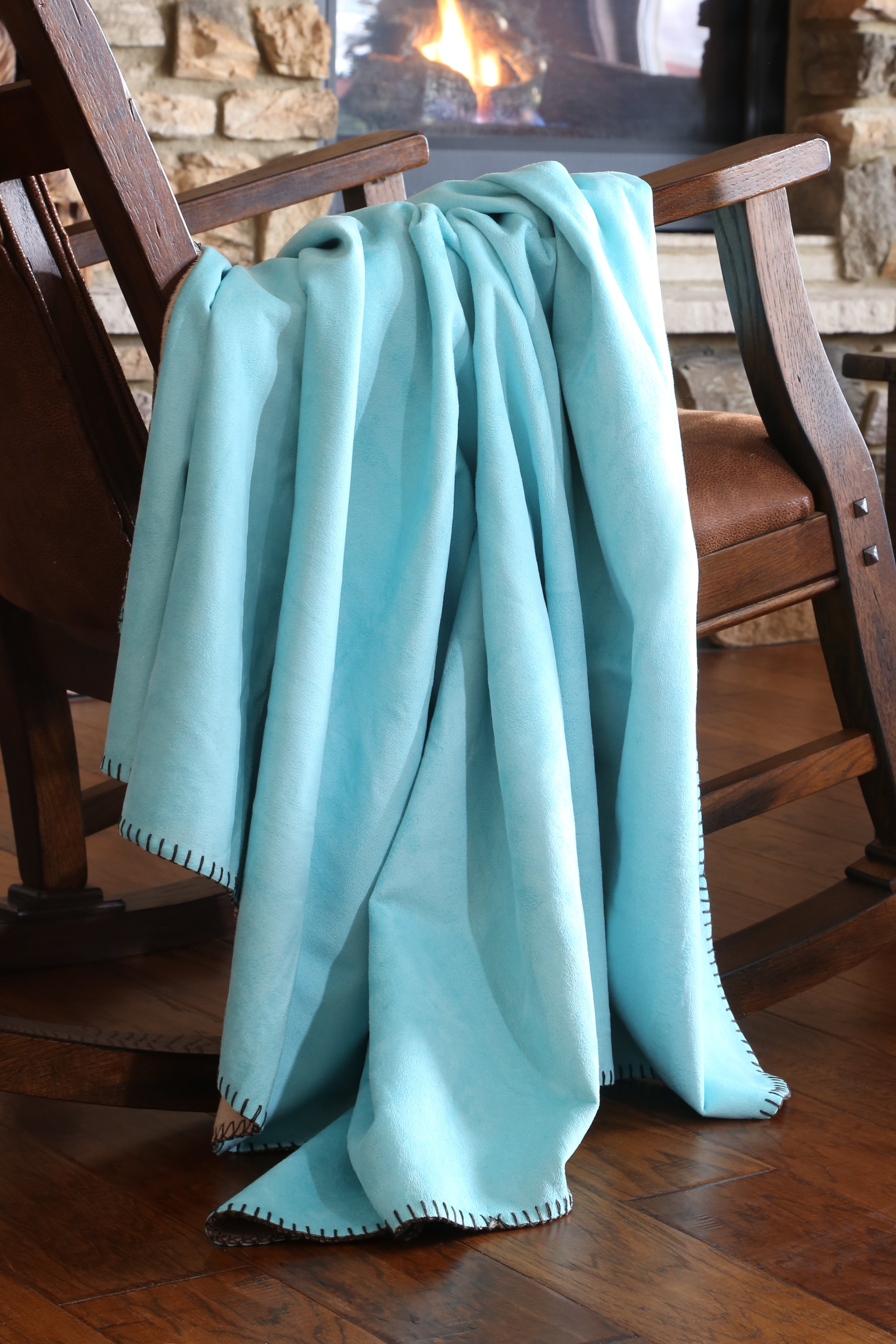 Carstens Turquoise Suede Throw Blanket