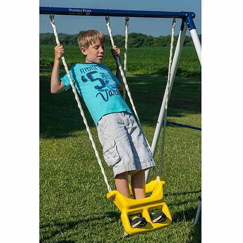 Blue and Yellow Swing-N-Slide WS 8340 Wind Rider Swing Single Child Glider Swing with Hangers 
