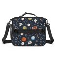 thumbnail image 2 of Football and Volleyball Navy Pattern Bento School Insulated Lunch Bag Box with Shoulder Strap and Bottle Holder, 11" X 9.5" X 3.5", 2 of 5
