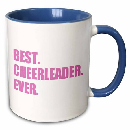 3dRose Pink Best Cheerleader Ever - greatest head or team cheerleading girl - Two Tone Blue Mug, (The Best Head Ever)