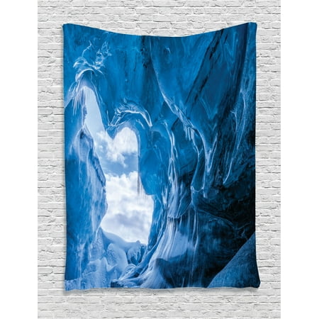 Natural Cave Decorations Wall Hanging Tapestry Glacier Frozen Chilled Den In Iceland Natural Odd Forms Nordic Scandinavian Image Bedroom Living Room