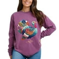 thumbnail image 2 of Turkey Patchwork Print - Women's Garment Dyed Long Sleeve Graphic T-Shirt, 2 of 13