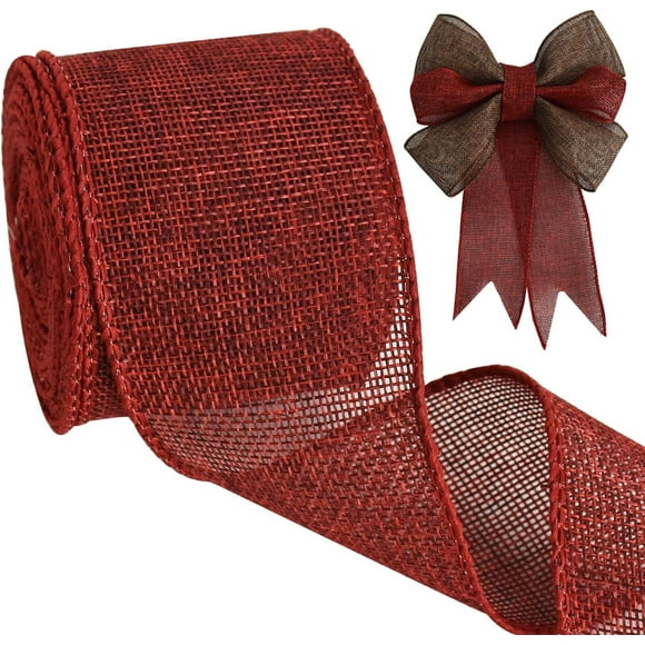 Tree Topper Bow 1 inch Faux Burlap Ribbon 1 yard Home Decor 10 yards 5 inch Faux Burlap Ribbon