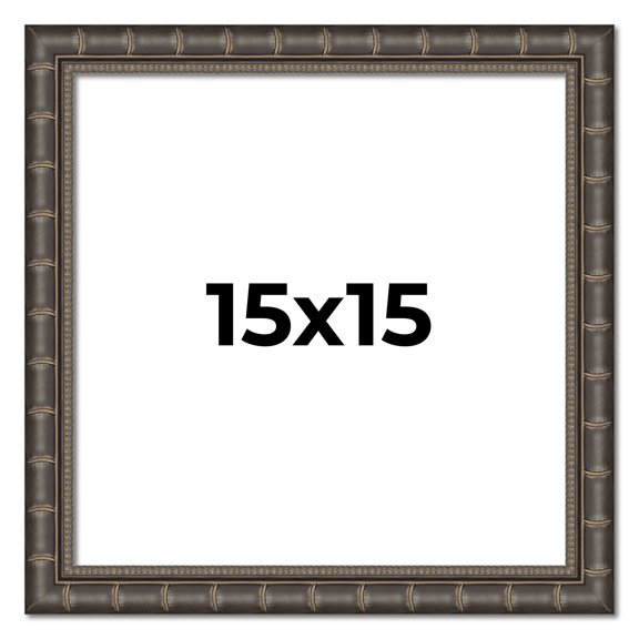 15x15 Frame Black Bamboo Solid Wood Picture Frame Width 1.5 Inches | Interior Frame Depth 0.5