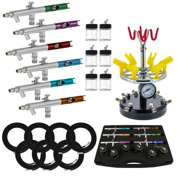 6 AIRBRUSH STATION-AIR BRUSH-Auto/Car Paint-Nail-Tattoo