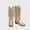 Gold, variant on prrcolt Women's Cowboy Boots Chunky Low Heel Pointed Toe Knee High Wide Calf Western Sparkly Fringe Cowgirl Boots Pull On Booties