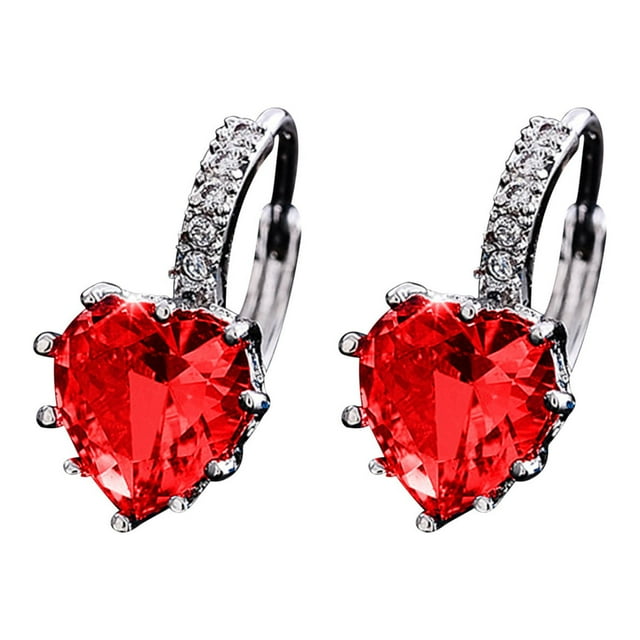 Fiudx Pendientes En Forma de Corazón, Diseño de Circonitas Coloridas, Estilo de Aleación Geométrica, Estilo Único, Accesorio Versátil para Eventos, Regalo Perfecto para Ella, Un Complemento Llamativo