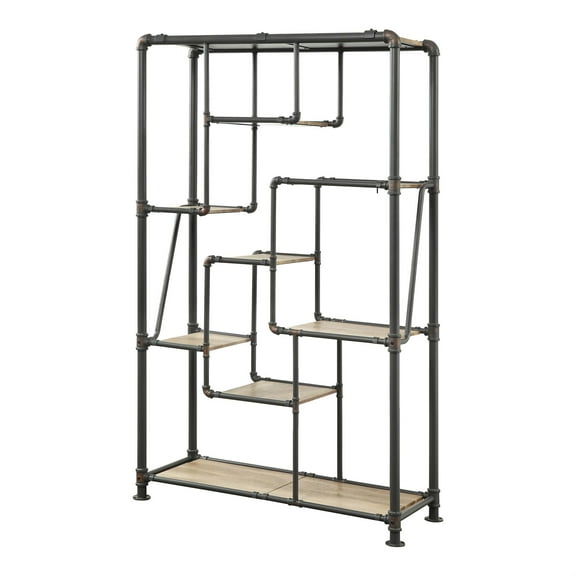 Furniture of America Alvin Industrial Metal 8-Shelf Bookcase in Sand Black
