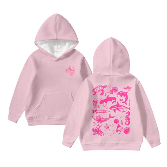 CONZONE Hoodies for Toddler Girls Long Sleeve Hooded Sweatshirts for Girls Graphic Cozy Fall Winter Pullover Hoodies With Pocket Size 4-5 Years
