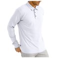 thumbnail image 4 of Camisa lisa de hombre con solapa y botones: manga larga a rayas, poliéster, estilo informal/de negocios, tallas S-XXXL, lavable a máquina, 4 of 7