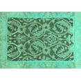 thumbnail image 1 of Ahgly Company Machine Washable Indoor Rectangle Abstract Turquoise Blue Modern Area Rugs, 5' x 8', 1 of 4