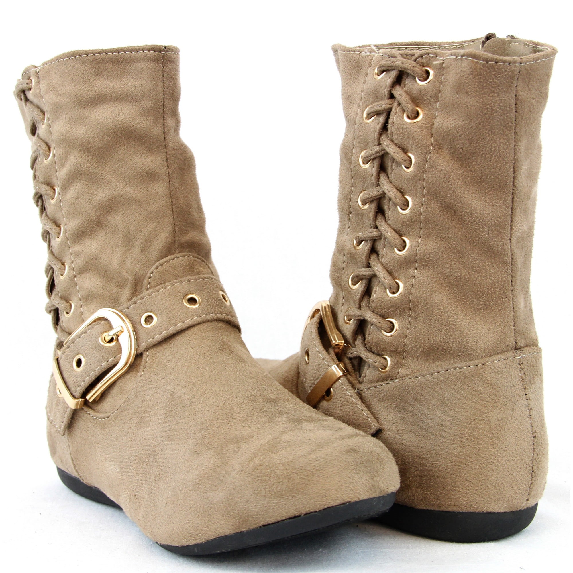 Women High Ankle Boots Front Adjustable 