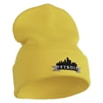 thumbnail image 4 of Detroit Skyline Embroidered 12 Inch Long Knitted Beanie - Yellow OSFM, 4 of 5