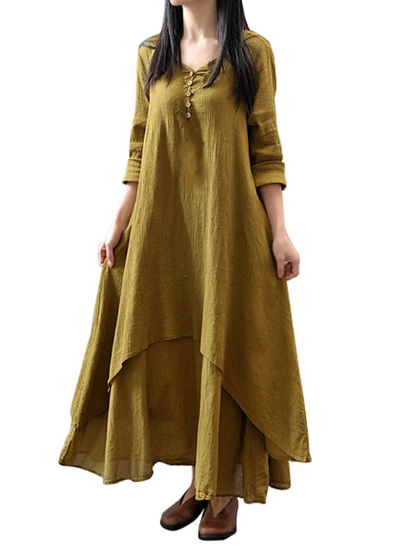 cotton linen maxi dress