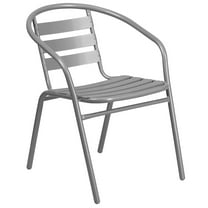 Flash Furniture Lila Silver Metal Restaurant Stack Chair with Aluminum Slats