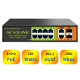 thumbnail image 1 of Conmutador PoE+ Gigabit SICSOLINK de 8 puertos con 2 enlaces ascendentes y 2 SFP, 1 of 7