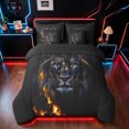 thumbnail image 3 of Manfei Forest Lightning Wildlife Queen Bedding, 3D Lion Bedding Comforter Set Queen, Black Brown, Black Reversible, 7pcs, 3 of 6