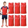 thumbnail image 1 of Lot de 6 Chasubles Chasubles de Soccer pour Sports Chandails de Basketball en Maille de Soccer - Rouge, 1 of 5