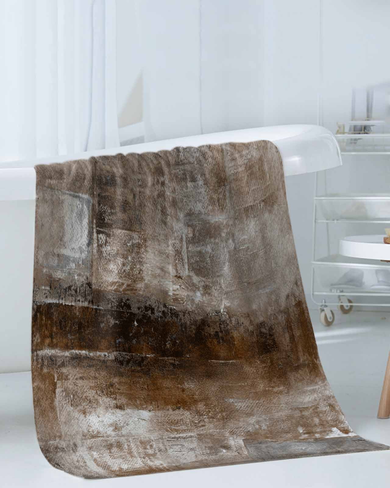 Brown Bath Towels for Bathroom Set,Luxury Microfiber Towels Gifts for Women,Beach Kitchen Hand Hair Face Towel and Dish Washcloth,Retro Oil Painting Modern Abstract Art Aesthetics Towels+Set