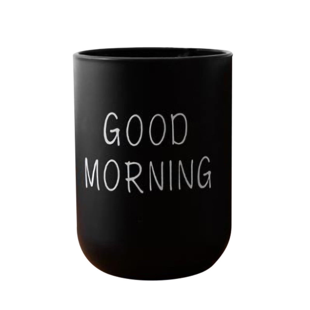 Sehao Healthy Durable Bathroom Toothbrush Circular Cup Simple Plain Cup Couple Tooth Cup Good Morning Black PP