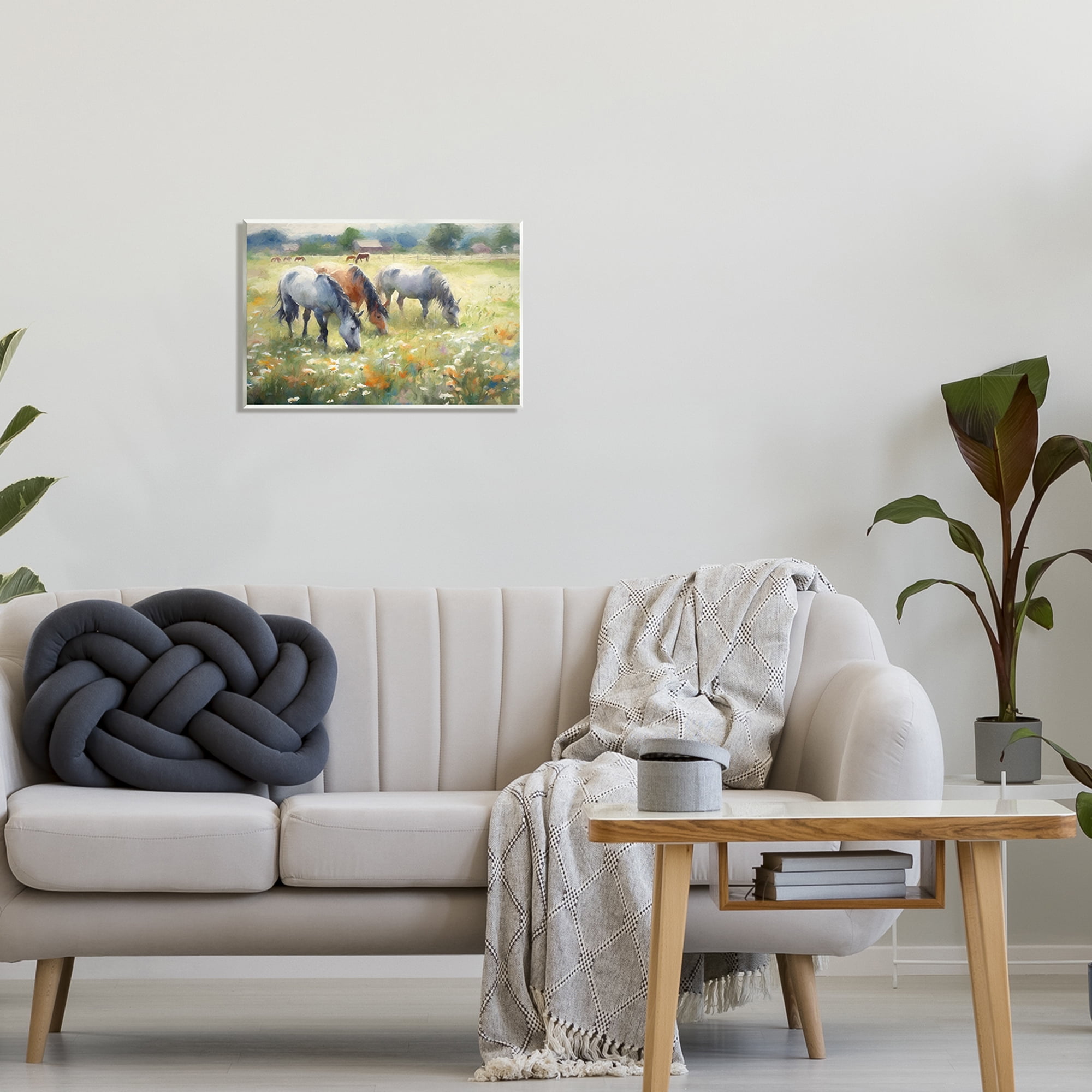 Stupell Industries Grazing Horses in Pasture Animals & Insects Painting Unframed Art Print Wall Art, 19 x 13