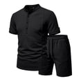 thumbnail image 4 of CONZONE Men's 2 Pieces Outfits Solid Color Short Sleeve T-Shirts Shorts Set for Men Breathable Summer Tracksuit, 4 of 4