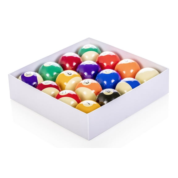 Mizerak Regulation Size and Weight Deluxe Chip Resistant 15 Billiard Pool Ball and Cue Ball Set