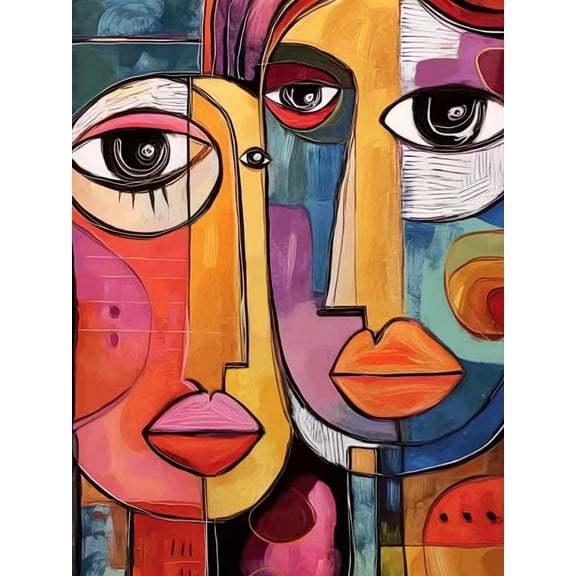 Paint by Numbers Adult DIY Hand Painted Abstract face Oil Painting Canvas Kits with Brush and Acrylic Gifts and Home Decoration Without Frame 40 x 50 cm