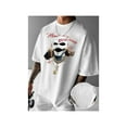 thumbnail image 1 of Camiseta de manga corta holgada informal con estampado de cabeza grande Y2K para hombre, 1 of 7