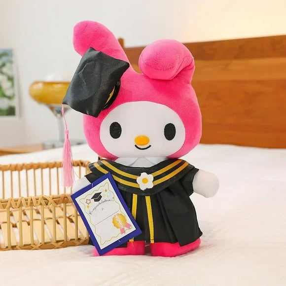 Regalo de graduación Sanrioed Anime Plush 30cm Cinnamoroll My Melody Kuromi Muñeco de peluche de graduación Kawaii Suave relleno