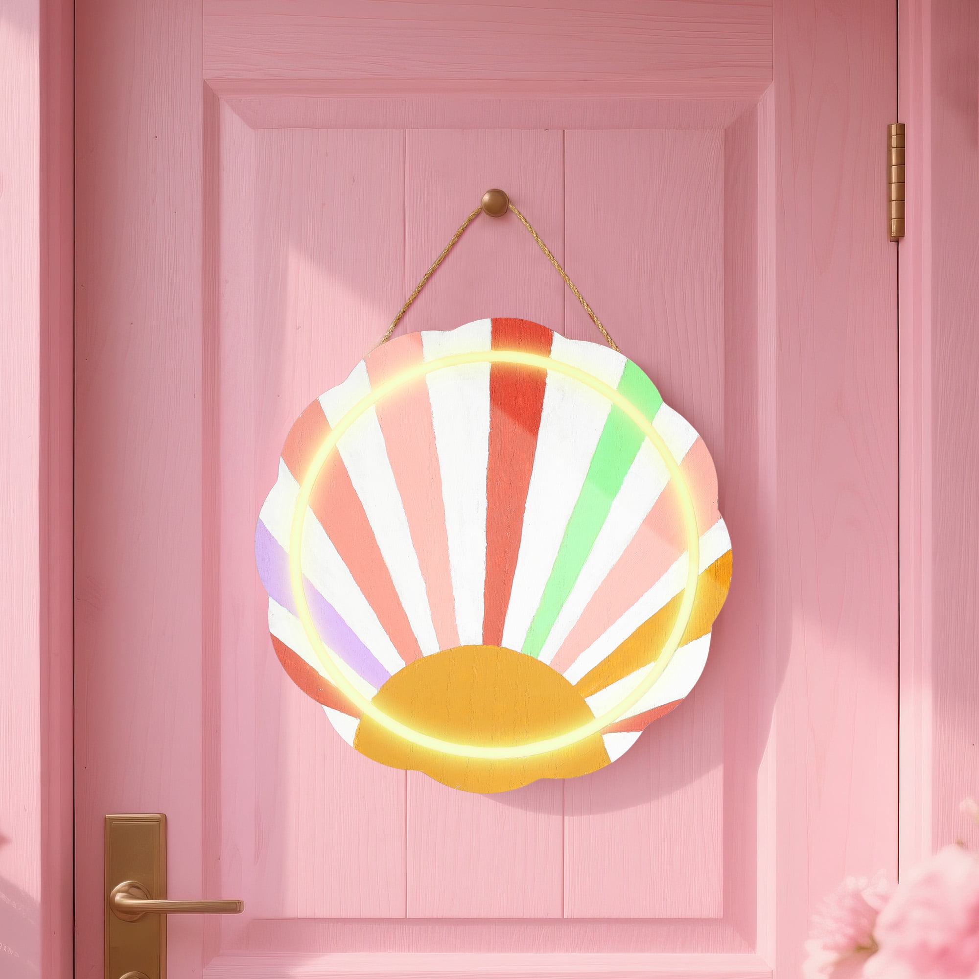 Hello Hobby LED Wooden Scalloped Round Plaque, Unfinished Surface, 10.24 in x 1.4 in x 10.24 in