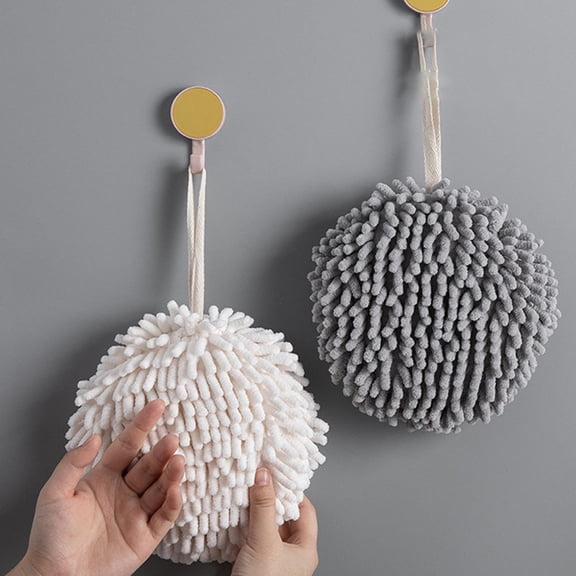 LITINKIMI Set of 2 Chenille Hand Towels with Hanging , Highly Absorbent Kitchen and Bathroom Towels in Assorted Colors