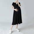 thumbnail image 5 of Wo-Fusoul Robe de Maternité pour Femmes, Manches Courtes à Revers Coupe Ample Décontractée Confortable Couleur Unie, Robe de Grossesse, 5 of 5