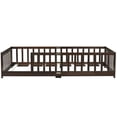 thumbnail image 6 of UHOMEPRO Twin Montessori Floor Bed with Guardrails and Slats, Solid Rubber Wood Low Profile Toddler Floor Bed Frame for Kids, No Box Spring Needed, Espresso, 6 of 11