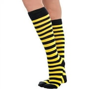 Yellow and Black Bee Striped Knee High Socks - One Size Fits Most - 1 Pair (3942601)