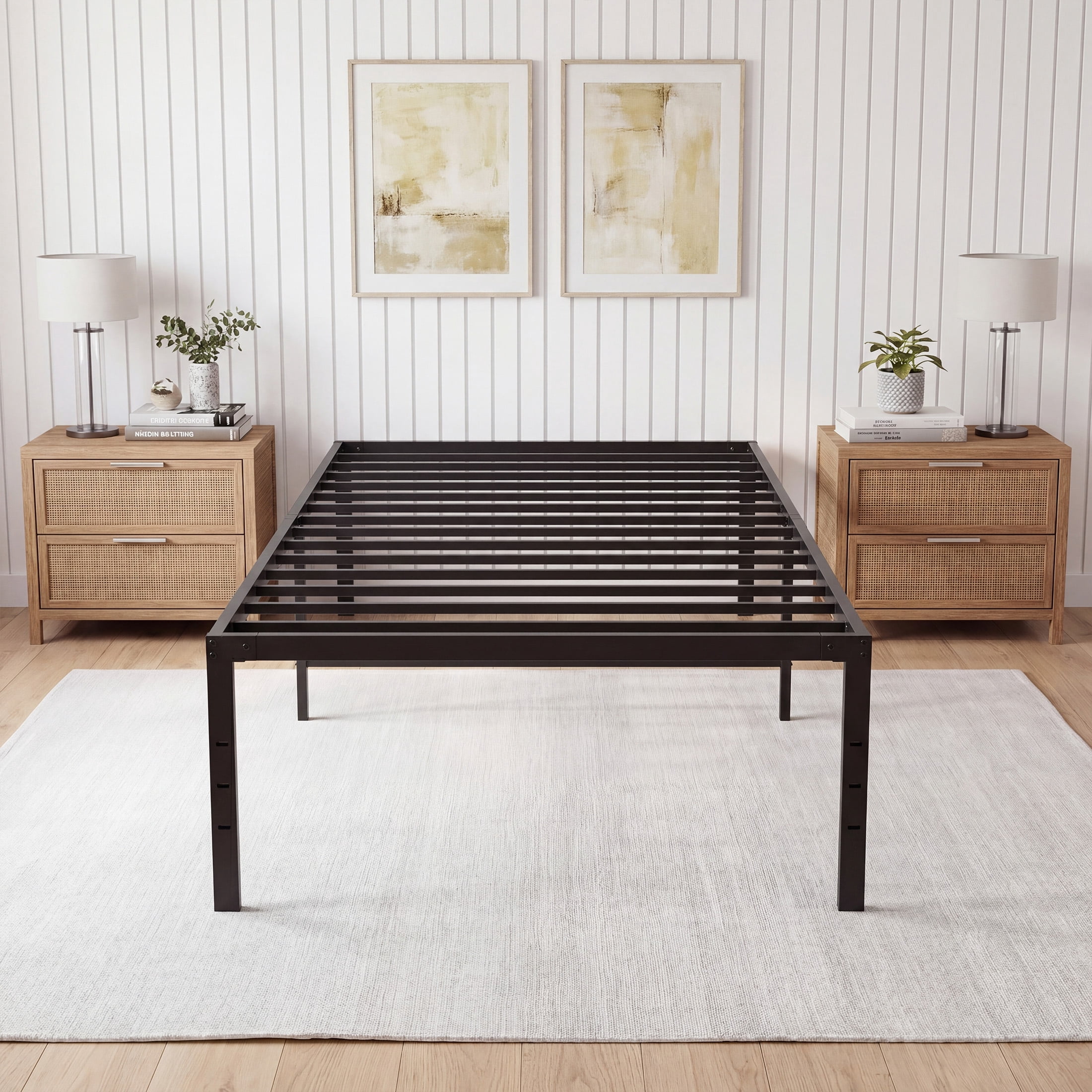 EDX 16 Inch High Clearance Metal Platform Bed Frame with Steel Slats, Large Under Bed Storage, No Box Spring Needed, Noise Free, Easy Assembly, Twin-XL