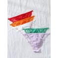 thumbnail image 2 of 5 Pack Women Satin Lace Panties Sexy Underwear Soft G-String Thongs Cheeky Lingerie Bikini Tanga Briefs, 2 of 5