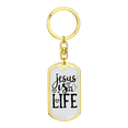 thumbnail image 4 of Jesus Is Life Christian Stainless Steel or 18k Gold Premium Swivel Dog Tag Keychain, 4 of 16