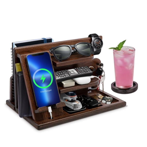 Organizador de escritorio Gifts Wood para teléfono, para hombre
